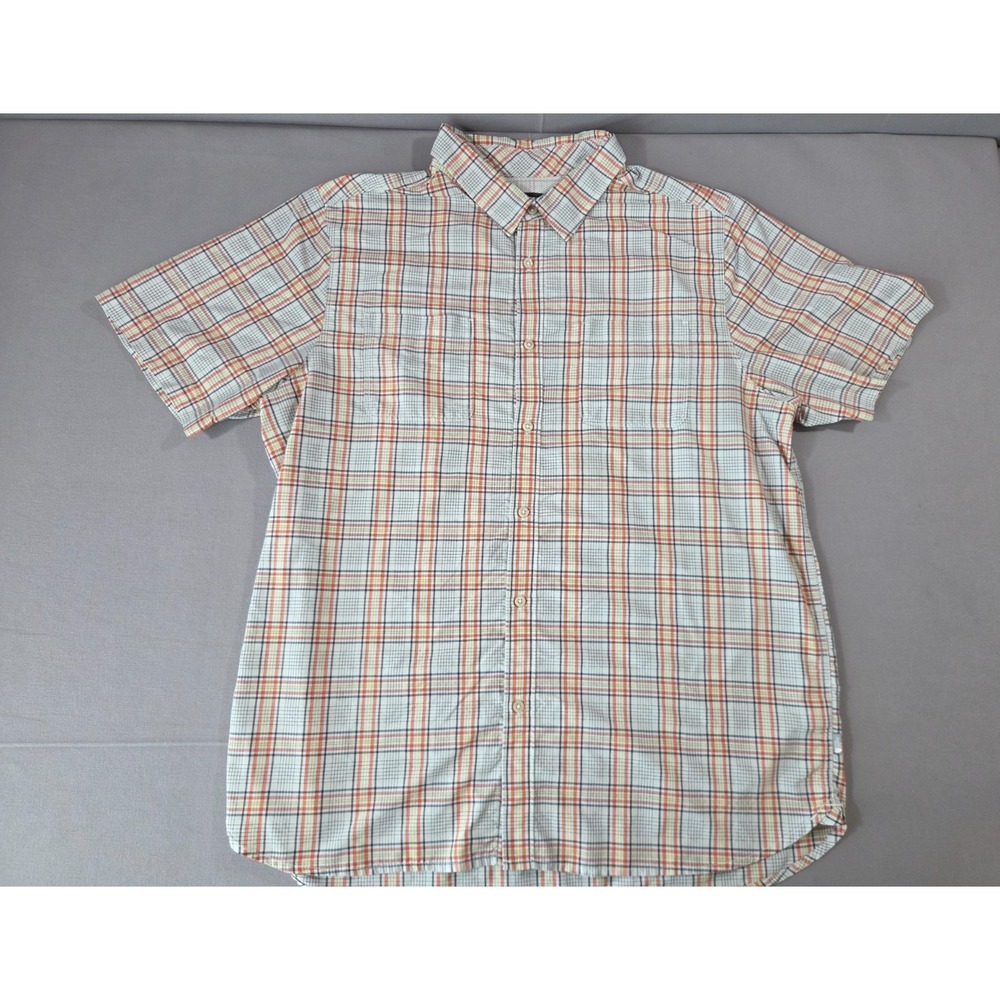 The North Face Shirt Mens Extra Large Orange Plaid Performance Polo Fishing